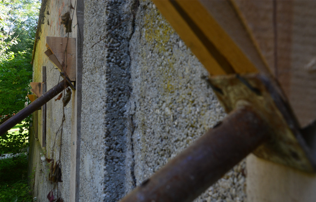 Temporäre Sicherung der Klostermauer